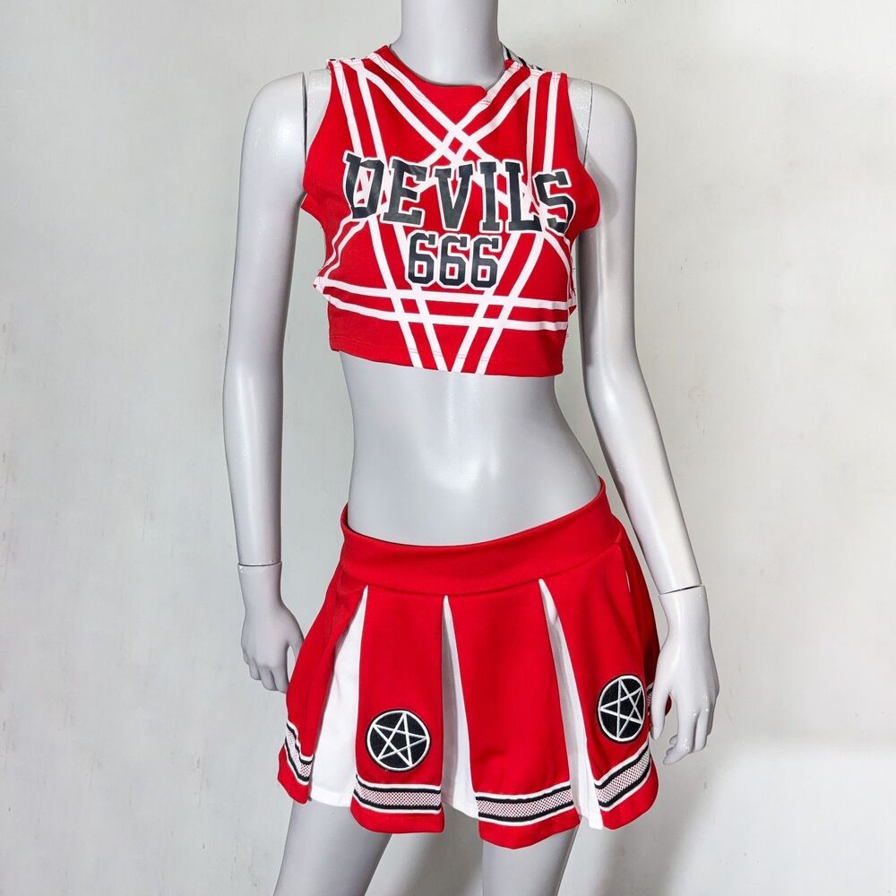 Dolls Kill Trickz N' Treatz Satan's Cheerleader Costume Set Size M Devil Costume
